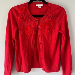 Banana Republic Small Orange Cardigan with Flower Details